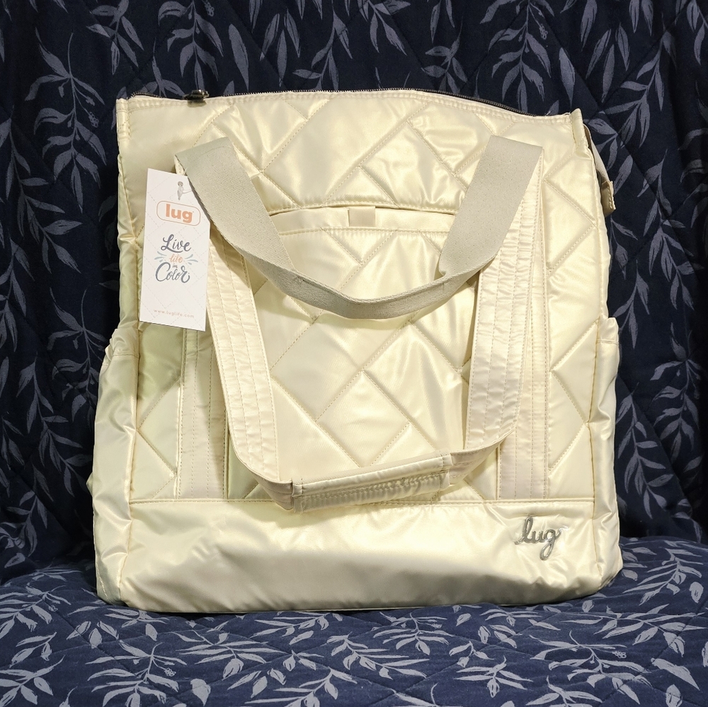 Lug Yacht Carry-All Zip Tote - Metallic Champagne NWT